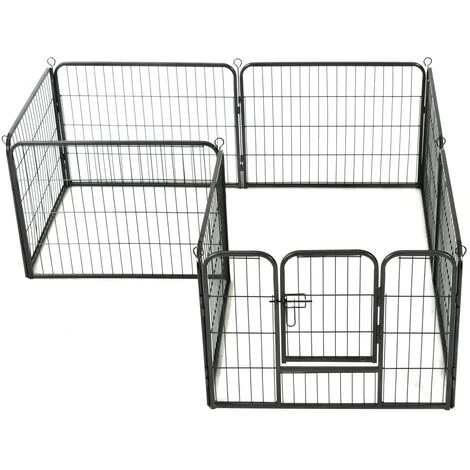 Parc Pour Chiens Acier Noir 8 Panneaux 60x80 Cm VidaXL 3 Parc Pour Chiens Acier Noir 8 Panneaux 60x80 Cm VidaXL – Image 3