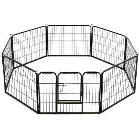 Parc Pour Chiens Acier Noir 8 Panneaux 60x80 Cm VidaXL 4 Parc Pour Chiens Acier Noir 8 Panneaux 60x80 Cm VidaXL – Image 4