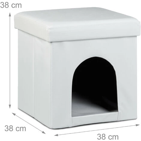 RELAXDAYS 2x Pièces Home Sweet Hund M Avec Un Tabouret Niche Pour Chien Et Une Double Gamelle, Blanc 4 RELAXDAYS 2x Pièces Home Sweet Hund M Avec Un Tabouret Niche Pour Chien Et Une Double Gamelle, Blanc – Image 4
