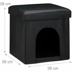 RELAXDAYS 2 Pièces Home Sweet Hund L Avec Un Tabouret Niche Pour Chien Et Une Double Gamelle, Noir -Niche, chenil, enclos et parc pour chien Soldes 2022 10367679 4