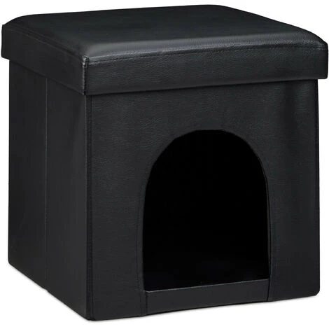RELAXDAYS 2 Pièces Home Sweet Hund Deluxe L Avec Un Tabouret Niche Pour Chien Et Une Double Gamelle Hauteur Réglable, Noir 2 RELAXDAYS 2 Pièces Home Sweet Hund Deluxe L Avec Un Tabouret Niche Pour Chien Et Une Double Gamelle Hauteur Réglable, Noir – Image 2
