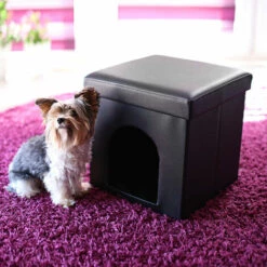 RELAXDAYS 2 Pièces Home Sweet Hund Deluxe M Avec Un Tabouret Niche Pour Chien Et Une Double Gamelle Hauteur Réglable, Noir -Niche, chenil, enclos et parc pour chien Soldes 2022 11517809 4