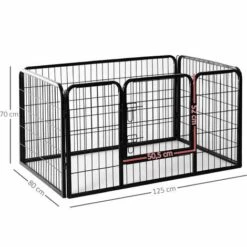 HOMCOM Luxe Parc Enclos Acier 125L X 80l X 70H Cm 4 Panneaux Et 1 Porte Pour Chiens Noir - Noir -Niche, chenil, enclos et parc pour chien Soldes 2022 1165570 3