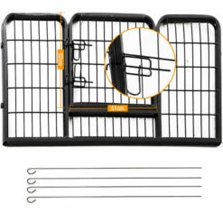 HOMCOM Luxe Parc Enclos Acier 125L X 80l X 70H Cm 4 Panneaux Et 1 Porte Pour Chiens Noir - Noir -Niche, chenil, enclos et parc pour chien Soldes 2022 1165570 5