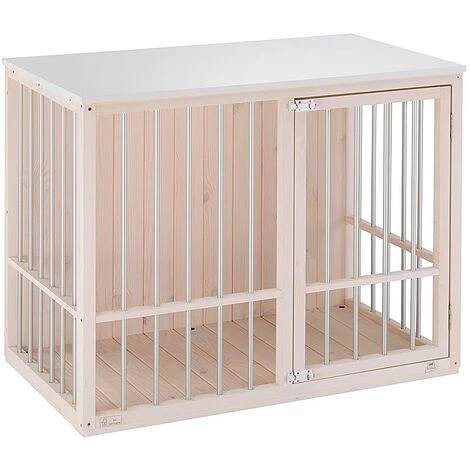 Ferplast DOG FORT Niche D'intérieur En Bois FSC Avec Barres En Aluminium. Variante DOG FORT - Mesures: 100.5 X 59 X H 82.5 Cm - Blanc - Blanc 1 Ferplast DOG FORT Niche D'intérieur En Bois FSC Avec Barres En Aluminium. Variante DOG FORT - Mesures: 100.5 X 59 X H 82.5 Cm - Blanc - Blanc