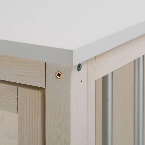 Ferplast DOG FORT Niche D'intérieur En Bois FSC Avec Barres En Aluminium. Variante DOG FORT - Mesures: 100.5 X 59 X H 82.5 Cm - Blanc - Blanc 5 Ferplast DOG FORT Niche D'intérieur En Bois FSC Avec Barres En Aluminium. Variante DOG FORT - Mesures: 100.5 X 59 X H 82.5 Cm - Blanc - Blanc – Image 5