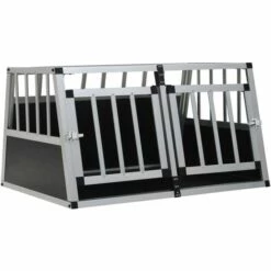 VIDAXL Cage Pour Chien à Double Porte 89 X 69 X 50 Cm - Accessoires Pour Chiens - Niches Pour Chiens - Argent - Argent