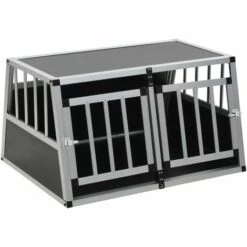 VIDAXL Cage Pour Chien à Double Porte 89 X 69 X 50 Cm - Accessoires Pour Chiens - Niches Pour Chiens - Argent - Argent -Niche, chenil, enclos et parc pour chien Soldes 2022 14270871 3