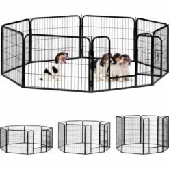 Relaxdays Enclos Pour Chiots, Petits Chiens, Chiots, Pour L’intérieur, Stable, Extérieur, Parc, Taille M, Noir