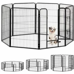 Relaxdays Enclos Pour Chiots, Petits Chiens, Chiots, Pour L’intérieur, Stable, Extérieur, Parc, Taille XL, Noir