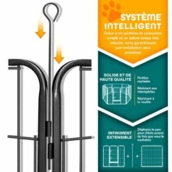 TRESKO Parc Enclos Pour Chiot - 8 Panneaux Hauteur 80 Cm, Noir -Niche, chenil, enclos et parc pour chien Soldes 2022 14828985 3