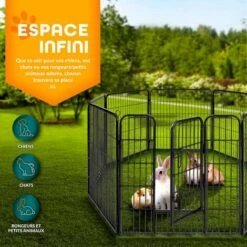 TRESKO Parc Enclos Pour Chiot - 8 Panneaux Hauteur 80 Cm, Noir -Niche, chenil, enclos et parc pour chien Soldes 2022 14828985 4