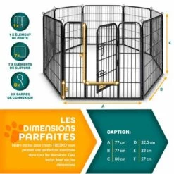 TRESKO Parc Enclos Pour Chiot - 8 Panneaux Hauteur 80 Cm, Noir -Niche, chenil, enclos et parc pour chien Soldes 2022 14828985 5