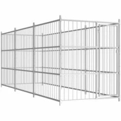 VidaXL Chenil D'extérieur Pour Chiens 450 X 150 X 185 Cm - Argent