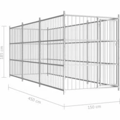 VidaXL Chenil D'extérieur Pour Chiens 450 X 150 X 185 Cm - Argent -Niche, chenil, enclos et parc pour chien Soldes 2022 16123162 5