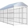 VidaXL Chenil D'extérieur Avec Toit Pour Chiens 450 X 150 X 200 Cm - Argent