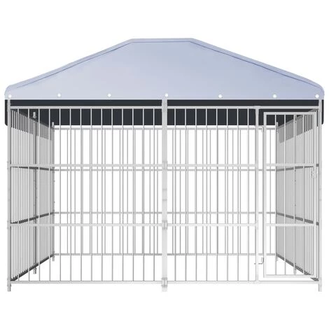 VidaXL Chenil D'extérieur Avec Toit Pour Chiens 300 X 300 X 200 Cm - Argent 2 VidaXL Chenil D'extérieur Avec Toit Pour Chiens 300 X 300 X 200 Cm - Argent – Image 2