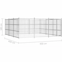 VidaXL Chenil D'extérieur Pour Chiens 450 X 450 X 185 Cm - Argent -Niche, chenil, enclos et parc pour chien Soldes 2022 16123183 5