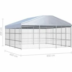VidaXL Chenil D'extérieur Avec Toit Pour Chiens 450 X 450 X 200 Cm - Argent -Niche, chenil, enclos et parc pour chien Soldes 2022 16123187 5