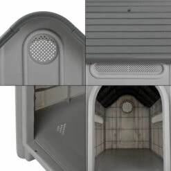 Niche PVC Avec Trou D'Aération Gris Et Noir 75 X 59 X 66 Cm [en.casa] -Niche, chenil, enclos et parc pour chien Soldes 2022 16436557 5