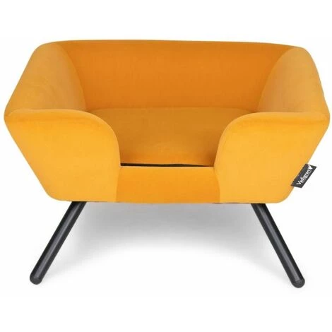 VADIGRAN Fauteuil En Velours Pour Chien Abbie Jaune Ocre 2 VADIGRAN Fauteuil En Velours Pour Chien Abbie Jaune Ocre – Image 2