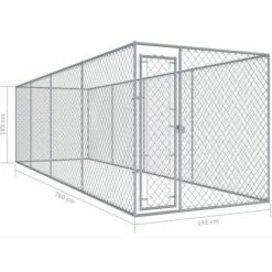 VidaXL Chenil D'extérieur Pour Chiens 760x192x185 Cm - Argent -Niche, chenil, enclos et parc pour chien Soldes 2022 18425724 5