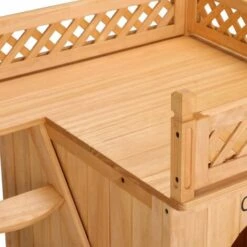 CADOCA Niche Villa Pour Chiens Et/ou Chats En Bois Avec Terrasse - Brun - 64,5 X 54,5 X 53,5 Cm -Niche, chenil, enclos et parc pour chien Soldes 2022 18477260 3