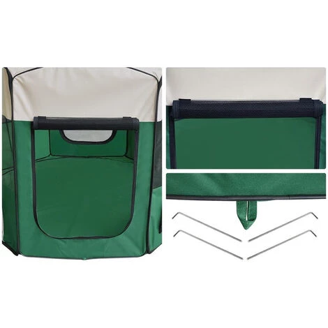 WYCTIN Hofuton Parc Pour Chien Chat Pliable 116 Cm X 116 Cm X 61 Cm + 1 Housse De Transport - Vert 2 WYCTIN Hofuton Parc Pour Chien Chat Pliable 116 Cm X 116 Cm X 61 Cm + 1 Housse De Transport - Vert – Image 2