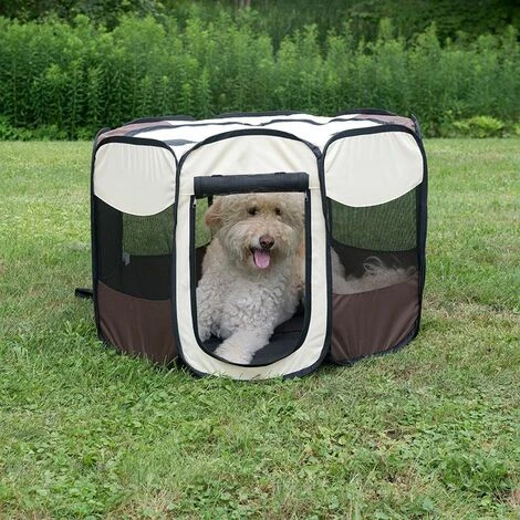WYCTIN Hofuton Parc à Chiots Chiens, Enclos Pliable Pour Animaux, Café 1 WYCTIN Hofuton Parc à Chiots Chiens, Enclos Pliable Pour Animaux, Café