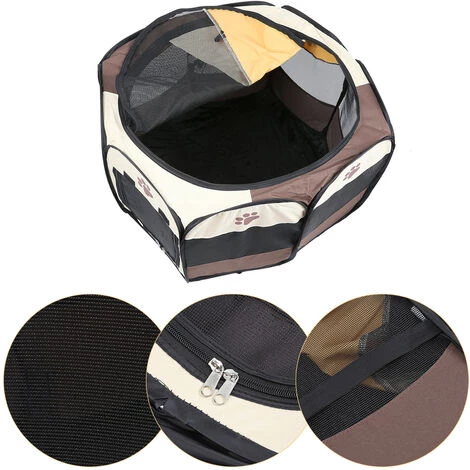 WYCTIN Hofuton Parc à Chiots Chiens, Enclos Pliable Pour Animaux, Café 4 WYCTIN Hofuton Parc à Chiots Chiens, Enclos Pliable Pour Animaux, Café – Image 4