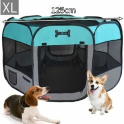 MC Star Oxford Enclos Pliable Grand Parc Pour Animaux Chiens, Chiots, Chats, Lapins, Cochons D'Inde à L'intérieur Ou à L'extérieur - 125x125x64cm - Vert - Vert