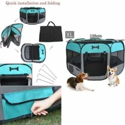 MC Star Oxford Enclos Pliable Grand Parc Pour Animaux Chiens, Chiots, Chats, Lapins, Cochons D'Inde à L'intérieur Ou à L'extérieur - 125x125x64cm - Vert - Vert -Niche, chenil, enclos et parc pour chien Soldes 2022 18657561 4