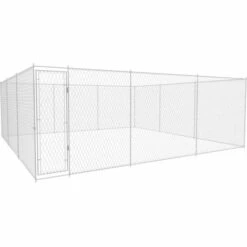 VidaXL Chenil Extérieur Pour Chiens Acier Galvanisé 570x570x185 Cm - Argent
