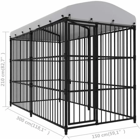 Chenil D'extérieur Avec Toit Pour Chiens 300x150x210 Cm VidaXL - Noir 5 Chenil D'extérieur Avec Toit Pour Chiens 300x150x210 Cm VidaXL - Noir – Image 5