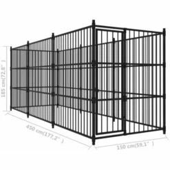 VidaXL Chenil D'extérieur Pour Chiens 450 X 150 X 185 Cm - Noir -Niche, chenil, enclos et parc pour chien Soldes 2022 18755113 5