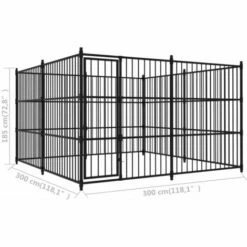 VidaXL Chenil D'extérieur Pour Chiens 300 X 300 X 185 Cm - Noir -Niche, chenil, enclos et parc pour chien Soldes 2022 18755133 5