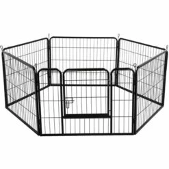 Yaheetech Parc Enclos Pour Chiens Chiot Lapin Rongeur Clôture En Métal Pour Exercice Pliable Hauteur 60cm, 6 Panneaux