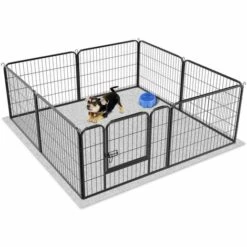 Yaheetech 8 Panneaux Parc Pour Chien 80 L X 60 H Cm Enclos Métal Pour Chiot Lapin Cochons Inde Petit Rongeur Pet Playpen -Niche, chenil, enclos et parc pour chien Soldes 2022 19247064 3