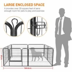 Yaheetech 8 Panneaux Parc Pour Chien 80 L X 60 H Cm Enclos Métal Pour Chiot Lapin Cochons Inde Petit Rongeur Pet Playpen -Niche, chenil, enclos et parc pour chien Soldes 2022 19247064 4