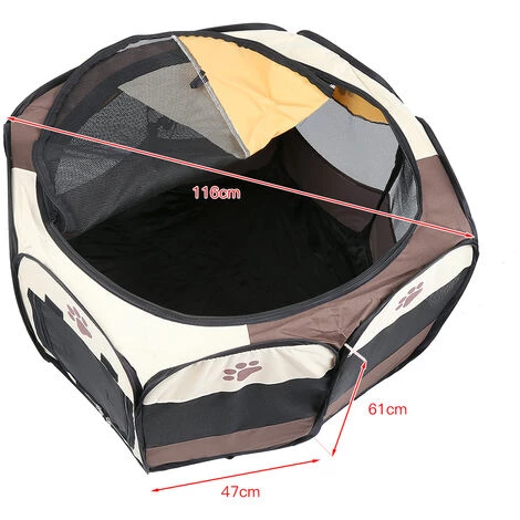 WYCTIN Hofuton Parc à Chiot, Enclos Pour Petits Animaux, Café Et Blanc, Matériau: Tissu 600D Oxford 4 WYCTIN Hofuton Parc à Chiot, Enclos Pour Petits Animaux, Café Et Blanc, Matériau: Tissu 600D Oxford – Image 4