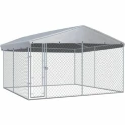 YOUTHUP Chenil Extérieur Avec Toit Pour Chiens 3,8x3,8x2,4 M