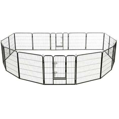 YOUTHUP Parc Pour Chiens 16 Panneaux Acier 80 X 80 Cm Noir 2 YOUTHUP Parc Pour Chiens 16 Panneaux Acier 80 X 80 Cm Noir – Image 2