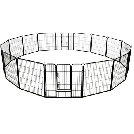 YOUTHUP Parc Pour Chiens 16 Panneaux Acier 80 X 80 Cm Noir 4 YOUTHUP Parc Pour Chiens 16 Panneaux Acier 80 X 80 Cm Noir – Image 4