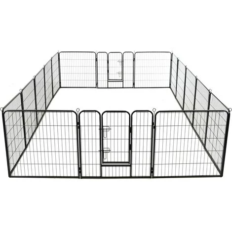 YOUTHUP Parc Pour Chiens 16 Panneaux Acier 80 X 80 Cm Noir 5 YOUTHUP Parc Pour Chiens 16 Panneaux Acier 80 X 80 Cm Noir – Image 5