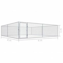 ASUPERMALL Chenil Exterieur Pour Chiens Acier Galvanise 4x4x1 M -Niche, chenil, enclos et parc pour chien Soldes 2022 19766644 3