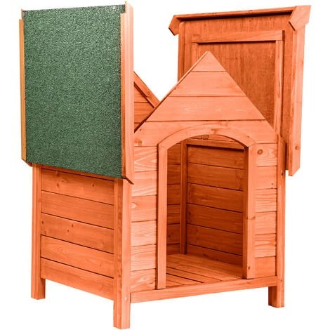 TECTAKE Niche Pour Chien En Bois Extèrieure Avec 1 Toit 72 Cm X 65 Cm X 83 Cm Marron - Marron 3 TECTAKE Niche Pour Chien En Bois Extèrieure Avec 1 Toit 72 Cm X 65 Cm X 83 Cm Marron - Marron – Image 3