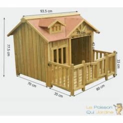 LE POISSON QUI JARDINE.FR Niche Pour Chiens Ou Chats,L, En Bois D'Épicéa, Longueur De 93,5 Cm. -Niche, chenil, enclos et parc pour chien Soldes 2022 1986530 5