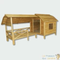 LEPOISSONQUIJARDINEFR Niche Pour Chiens XXL En Bois D'Épicéa Vernis, Longueur De 208 Cm. -Niche, chenil, enclos et parc pour chien Soldes 2022 1986531 5