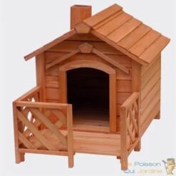 LE POISSON QUI JARDINE.FR Niche Pour Chiens Ou Chats L Avec Cheminée, Épicéa, Longueur De 95 Cm. - Bois