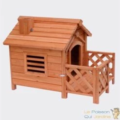 LE POISSON QUI JARDINE.FR Niche Pour Chiens Ou Chats L Avec Cheminée, Épicéa, Longueur De 95 Cm. - Bois -Niche, chenil, enclos et parc pour chien Soldes 2022 1986535 4